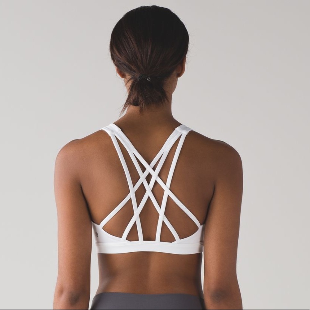 White Lululemon Free To Be Serene sports bra